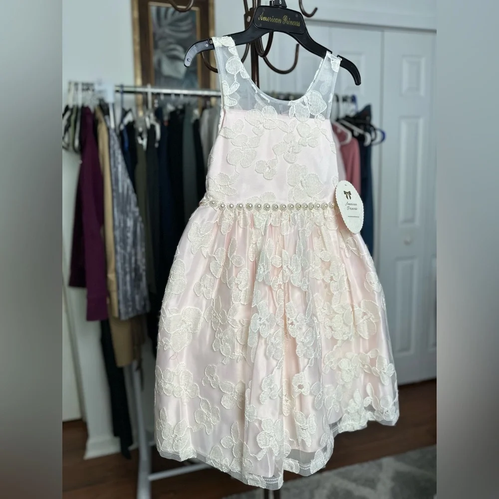 AMERICAN PRINCESS LIGHT PINK GIRL DRESS ❌SIZE 10 WEDDING ANNIVERSARY FORMAL